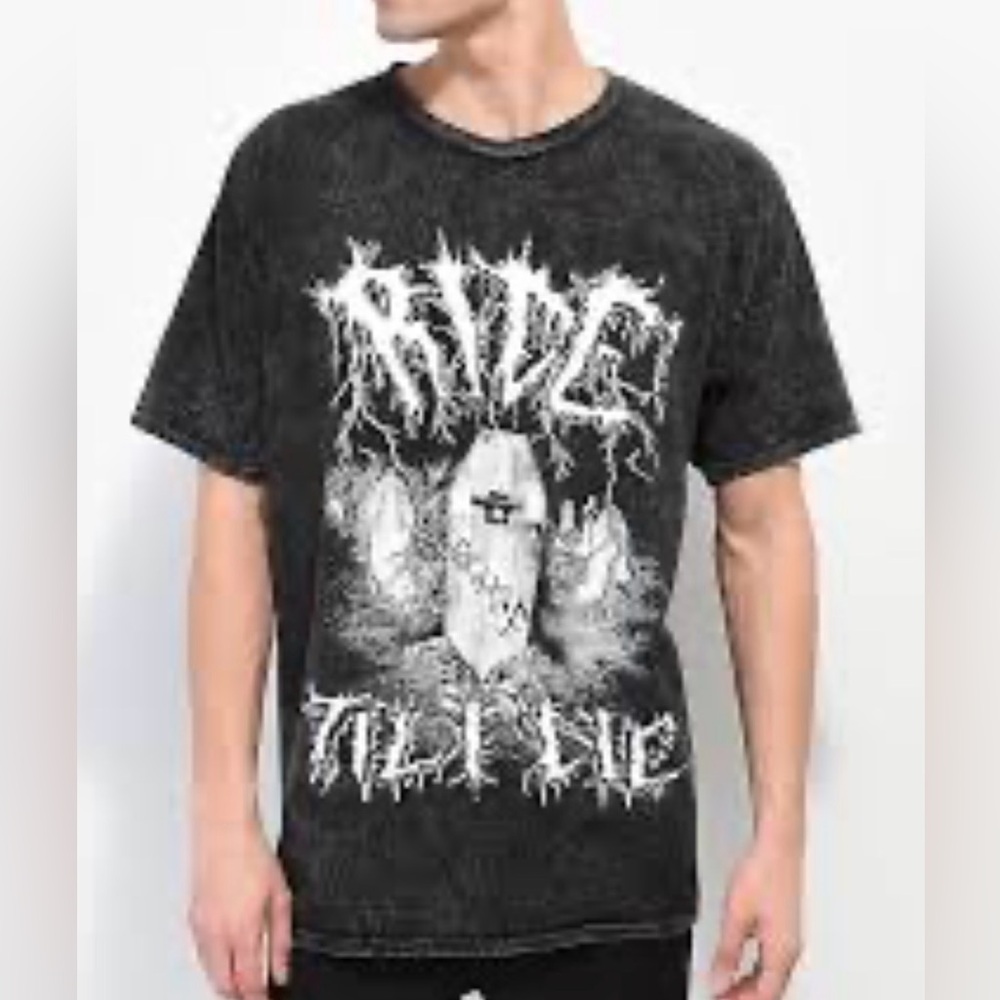 Schaf Ride Til I Die Black Wash T-Shirt mens small short sleeve NWOT